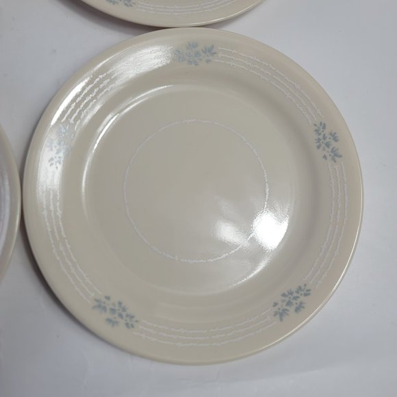 FOUR Corelle Corning Lace Bouquet Bread Plates Cream with Blue Floral Wh… - Picture 6 of 16